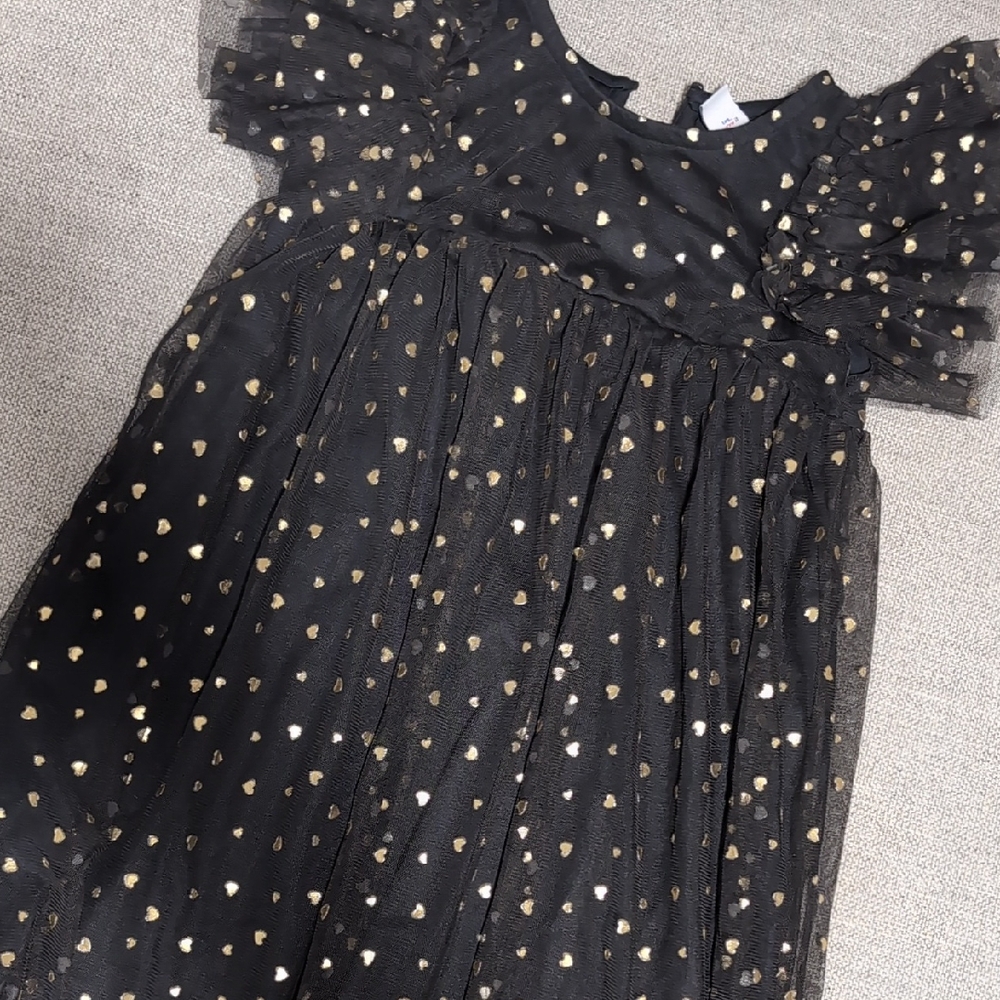 Black Dress with Gold Polka Dots. - Picture 1 of 2